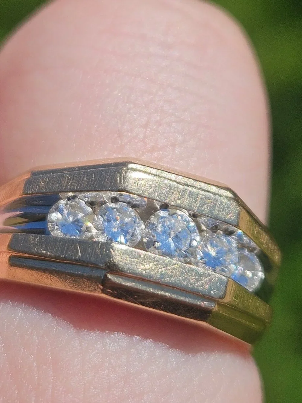 14K Yellow Gold Channel Set Diamond Men's Wide Band Ring 10mm 1.00TCW Size 11